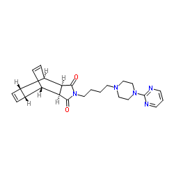 (1R*,2R*,5S*,6S*,7S*,8R*)-N-(4-(4-(2-Pyrimidinyl)-1-piperazinyl)butyl)tricyclo[4.2.2.02,5]deca-3,9-diene-7,8-dicarboximide Structure