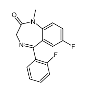 1-Methyl-5-(2-fluorophenyl)-7-fluoro-1,3-dihydro-2H-1,4-benzodiazepine-2-one结构式