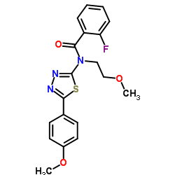 2-Fluoro-N-(2-methoxyethyl)-N-[5-(4-methoxyphenyl)-1,3,4-thiadiazol-2-yl]benzamide结构式