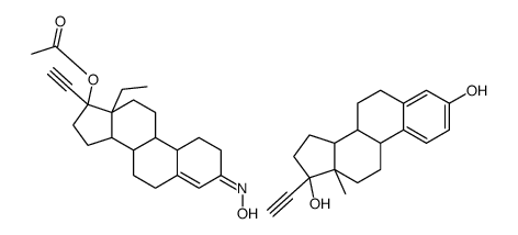 [(3E,8R,9S,10R,13S,14S,17R)-13-ethyl-17-ethynyl-3-hydroxyimino-1,2,6,7,8,9,10,11,12,14,15,16-dodecahydrocyclopenta[a]phenanthren-17-yl] acetate,(8R,9S,13S,14S,17R)-17-ethynyl-13-methyl-7,8,9,11,12,14,15,16-octahydro-6H-cyclopenta[a]phenanthrene-3,17-diol Structure