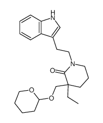 3-Ethyl-1-[2-(1H-indol-3-yl)-ethyl]-3-(tetrahydro-pyran-2-yloxymethyl)-piperidin-2-one结构式