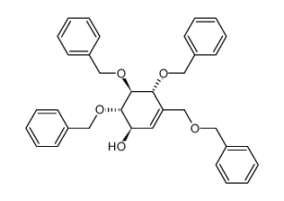 (1R,2S,3S,4R)-2,3,4-tri-O-benzyl-5-(benzyloxymethyl)-cyclohex-5-ene-1,2,3,4-tetrol Structure