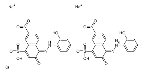 disodium hydrogen bis[3-hydroxy-4-[(2-hydroxyphenyl)azo]-7-nitronaphthalene-1-sulphonato(3-)]chromate(3-) structure