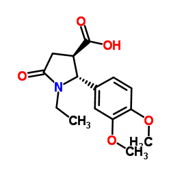 (2R,3R)-2-(3,4-DIMETHOXY-PHENYL)-1-ETHYL-5-OXO-PYRROLIDINE-3-CARBOXYLIC ACID Structure