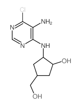 Cyclopentanemethanol,3-[(5-amino-6-chloro-4-pyrimidinyl)amino]-4-hydroxy-, stereoisomer Structure