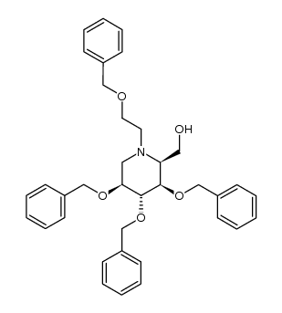 ((2S,3R,4R,5S)-3,4,5-tris(benzyloxy)-1-(2-(benzyloxy)ethyl)piperidin-2-yl)methanol结构式