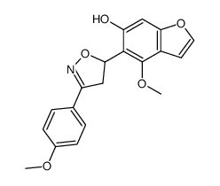 4-methoxy-5-[3-(4-methoxy-phenyl)-4,5-dihydro-isoxazol-5-yl]-benzofuran-6-ol Structure