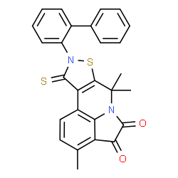 9-[1,1'-biphenyl]-2-yl-3,7,7-trimethyl-10-thioxo-9,10-dihydro-7H-isothiazolo[5,4-c]pyrrolo[3,2,1-ij]quinoline-4,5-dione结构式