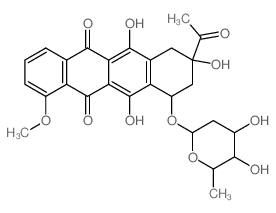 8-acetyl-10-(4,5-dihydroxy-6-methyl-oxan-2-yl)oxy-6,8,11-trihydroxy-1-methoxy-9,10-dihydro-7H-tetracene-5,12-dione结构式