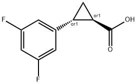 trans-2-(3,5-difluorophenyl)cyclopropane-1-carboxylic acid structure