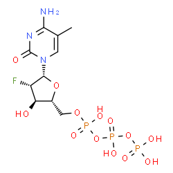 2(1H)-Pyrimidinone, 4-amino-1-(2-deoxy-2-fluoro-5-O-(hydroxy((hydroxy( phosphonooxy)phosphinyl)oxy)phosphinyl)-beta-D-arabinofuranosyl)-5-met hyl-结构式