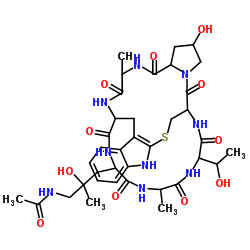 N-{2-Hydroxy-3-[18-hydroxy-34-(1-hydroxyethyl)-23,31-dimethyl-15,21,24,26,29,32,35-heptaoxo-12-thia-10,16,22,25,27,30,33,36-octaazapentacyclo[12.11.11.03,11.04,9.016,20]hexatriaconta-3(11),4,6,8-tetraen-28-yl]-2-methylpropyl}acetamide结构式