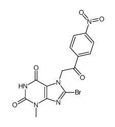 8-bromo-3,7-dihydro-3-methyl-7-[2-(4-nitrophenyl)-2-oxoethyl]-1H-purine-2,6-dione结构式