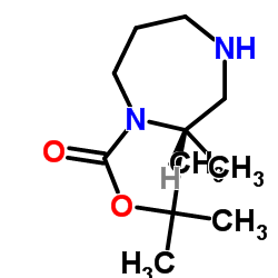 (S)-叔丁基-2-甲基-1,4-氮杂环庚烷-1-羧酸结构式