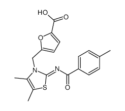 5-[[4,5-dimethyl-2-(4-methylbenzoyl)imino-1,3-thiazol-3-yl]methyl]furan-2-carboxylic acid Structure