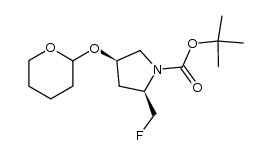 (2R,4R)-1-(tert-butoxycarbonyl)-2-(fluoromethyl)-4-(tetrahydropyran-2-yloxy)pyrrolidine结构式