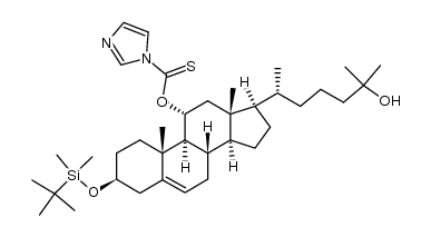 O-[3β-(tert-butyldimethylsiloxy)-25-hydroxycholest-5-en-11α-yl] imidazole-1-carbothioate结构式