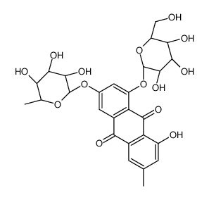 3-[(6-Deoxy-α-L-mannopyranosyl)oxy]-8-hydroxy-6-methyl-9,10-dioxo -9,10-dihydro-1-anthracenyl β-D-glucopyranoside Structure