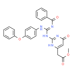 methyl(2-{[(benzoylimino)(4-phenoxyanilino)methyl]amino}-6-oxo-3,6-dihydro-4-pyrimidinyl)acetate Structure