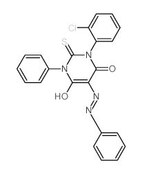 4,6(1H,5H)-Pyrimidinedione,1-(2-chlorophenyl)dihydro-3-phenyl-5-(2-phenyldiazenyl)-2-thioxo- Structure