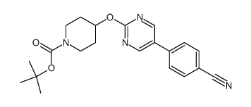 2-(1-tert-butoxycarbonylpiperidine-4-yloxy)-5-(4-cyanophenyl)pyrimidine Structure