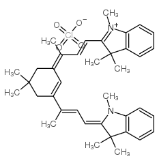 2-((E)-3-(5,5-二甲基-3-[(E)-1-甲基-3-(1,3,3-三甲基-1,3-二氢-2H-吲哚-2-亚基)-1-丙烯基]-2-环己烯-1-亚基)-1-丁烯基)-1,3,3-三甲基-3H-吲哚高氯酸盐结构式