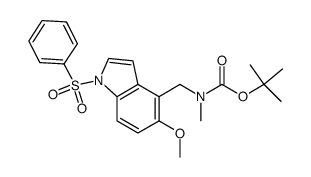 tert-butyl {[5-methoxy-1-(phenylsulfonyl)-1H-indol-4-yl]methyl}methylcarbamate结构式