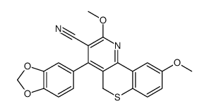 4-(1,3-benzodioxol-5-yl)-2,9-dimethoxy-5H-thiochromeno[4,3-b]pyridine-3-carbonitrile结构式