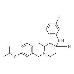 4-((3-Fluorophenyl)amino)-1-(3-isopropoxybenzyl)-2-Methylpiperidine-4-carbonitrile结构式