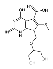 2-amino-7-(1,3-dihydroxypropan-2-yloxymethyl)-6-methylsulfanyl-4-oxo-1H-pyrrolo[2,3-d]pyrimidine-5-carboxamide结构式