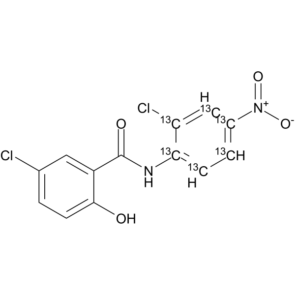 氯硝柳胺-13C6-水合物结构式