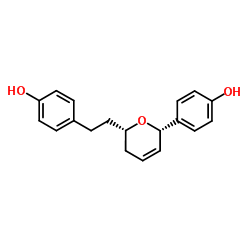 4-[(2S,6S)-5,6-二氢-6-[2-(4-羟基苯基)乙基]-2H-吡喃-2-基]苯酚结构式