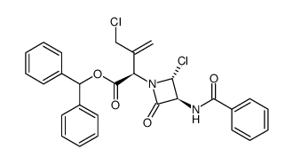 Diphenylmethyl-2-(3R,4R-3-benzamido-4-chlor-2-oxo-azetidin-1-yl)-3-chlormethyl-3-butenoat Structure