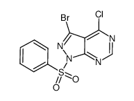 3-bromo-4-chloro-1-(phenylsulfonyl)-1H-pyrazolo[3,4-d]pyrimidine结构式