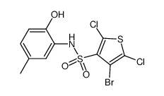 4-bromo-2,5-dichloro-N-(2-hydroxy-5-methylphenyl)thiophene-3-sulfonamide结构式