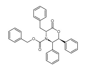 (3R,5R,6S)-4-(benzyloxycarbonyl)-5,6-diphenyl-3-(phenylmethyl)-2,3,5,6-tetrahydro-4H-1,4-oxazin-2-one Structure