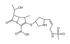 (4R,5S)-6-(1-hydroxyethyl)-3-[(3S,5S)-5-[(E)-3-(methanesulfonamido)prop-1-enyl]pyrrolidin-3-yl]sulfanyl-4-methyl-7-oxo-1-azabicyclo[3.2.0]hept-2-ene-2-carboxylic acid结构式