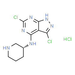 (3R)-N-{3,6-二氯-1H-吡唑并[3,4-d]嘧啶-4-基}哌啶-3-胺盐酸盐结构式