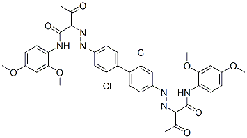 4,4'-Bis[[1-(2,4-dimethoxyphenylamino)-1,3-dioxobutan-2-yl]azo]-2,2'-dichloro-1,1'-biphenyl structure