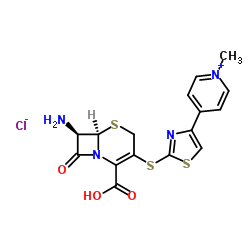 4-[2-[[(6R,7R)-7-Amino-2-carboxy-8-oxo-5-thia-1-azabicyclo[4.2.0]oct-2-en-3-yl]thio]-4-thiazolyl]-1-methyl-pyridinium chloride picture