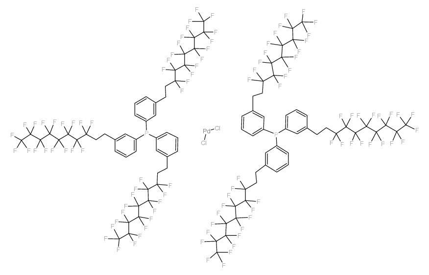 双[三(3-(1H,1H,2H,2H-全氟癸基)苯基)膦]二氯化钯(II)结构式