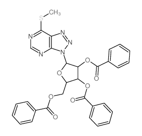 3H-1,2,3-Triazolo[4,5-d]pyrimidine, 7-(methylthio)-3-(2,3, 5-tri-O-benzoyl-.beta.-D-ribofuranosyl)-结构式