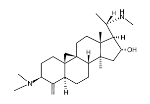 (20S)-3β-Dimethylamino-14-methyl-20-methylamino-4-methylene-9β,19-cyclo-5α-pregnan-16α-ol结构式