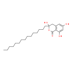 3,4-Dihydro-3,6,8-trihydroxy-3-pentadecyl-1H-2-benzopyran-1-one结构式