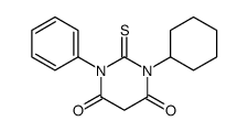 1-cyclohexyl-3-phenyl-2-sulfanylidene-1,3-diazinane-4,6-dione结构式