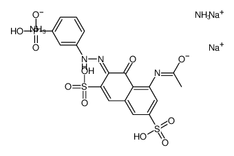 5-acetamido-4-hydroxy-3-[(3-phosphonophenyl)azo]naphthalene-2,7-disulphonic acid, ammonium sodium salt structure