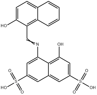 4-Hydroxy-5-[[(2-hydroxy-1-naphthalenyl)methylene]amino]-2,7-naphthalenedisulfonic acid结构式