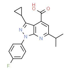 3-Cyclopropyl-1-(4-fluorophenyl)-6-isopropyl-pyrazolo[3,4-b]pyridine-4-carboxylic acid Structure