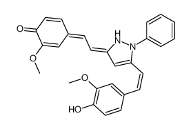 4,4'-((1E,1'E)-(1-Phenyl-1H-pyrazole-3,5-diyl)bis(ethene-2,1-diyl))bis(2-methoxyphenol) structure