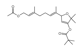 5-[(1E,5E)-7-acetoxy-1,5-dimethyl-1,5-heptadienyl]-2,2-dimethyl-3-oxolen-3-yl pivalate Structure